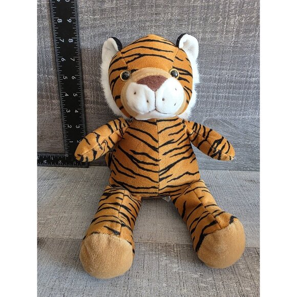 Plush Appeal LLC 11" Sitting Tiger Orange Stripes Blue Eyes Stuffed Animal b227 - Picture 5 of 7